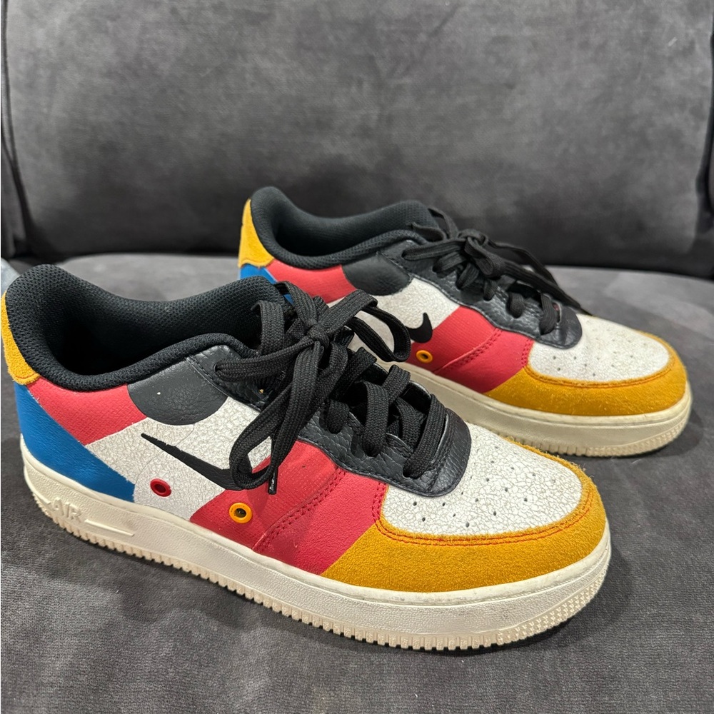 Nike Air Force 1 Sneakers in Red, Blue, Yellow, and Black
